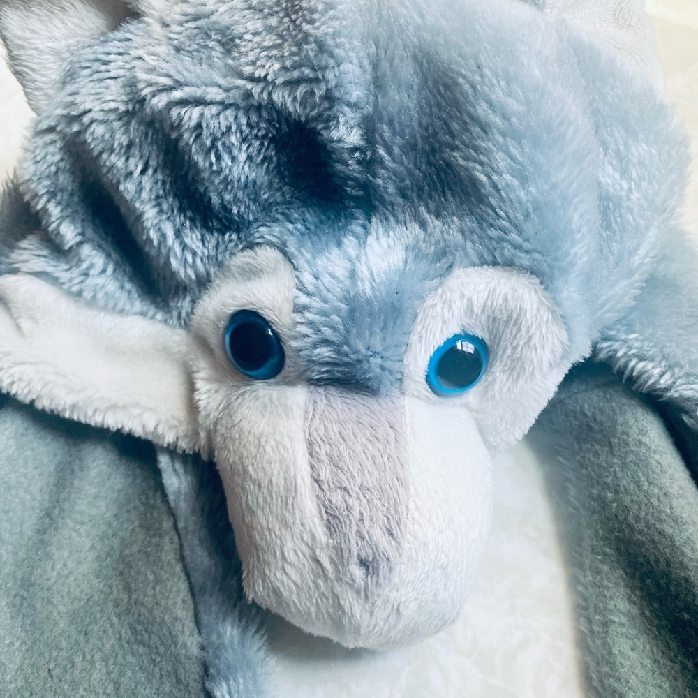 Fleece Wolf head scarf with attached “claw” mittens
